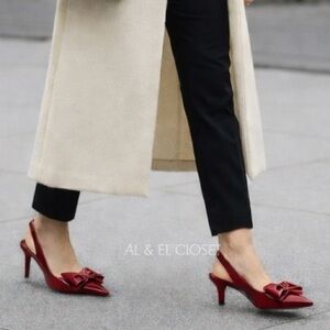 Worthington Wor Michael Red Patent Slingback Bow Heels 9 NWT No Box